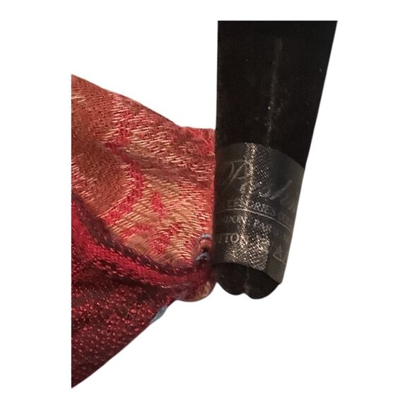 Pashmina Multicolor Rectangle Scarf W/ Fringed Ends & Intricate Floral Patterns - Picture 5 of 9